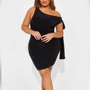 Fashion Nova Elegant Black One-Shoulder Mini Dress